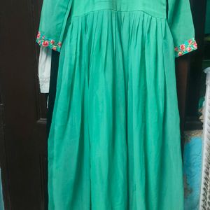 green gown dupatta set