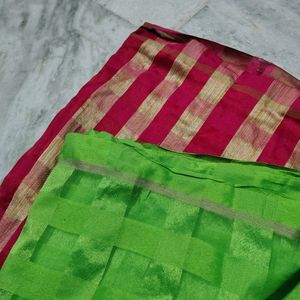 Parot Green With Hot Pink 🩷 Colour Saree