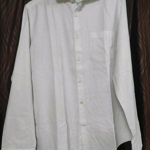 White Cotton blend Formal Full Sleeves Shirt