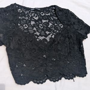 Zara Black Lace Crop Top