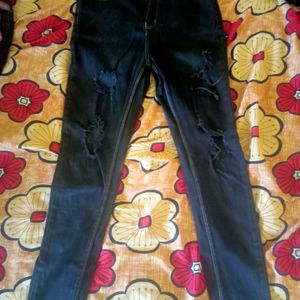 Charcoal Colur Demage Jeans