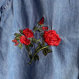 Floral Denim Jacket For Women