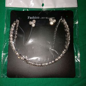 Chain Set With Earings Silver