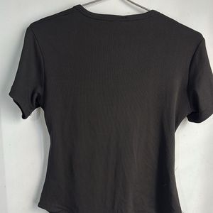 Newme Solid Square Neck Casual Top