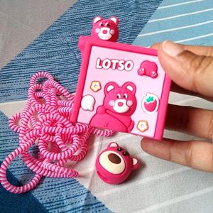 Cute 3D Silicon Phone Charger Cover - Lotso