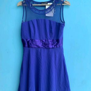 Royal Blue Beaded Neckline Dress 👗