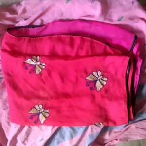 Pink Saree With Butterflies Design