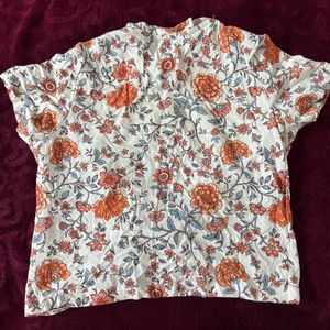 Zudio White Flower Print Top