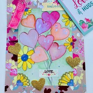 Valentine Celebration -Watercolor Painted Heart Card (Laminated)