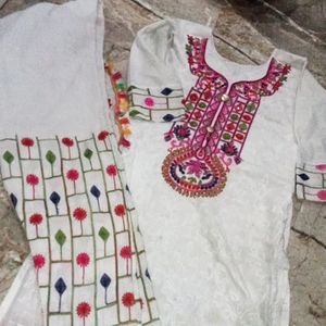 White Kurta Set With a Pent &Duptta