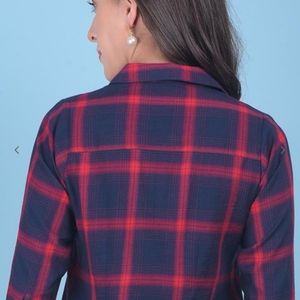 NUON WESTSIDE CHECK SHIRT CROP TOP