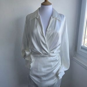 Zara White Satin Dress