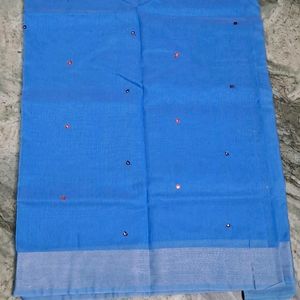 Cotton Mirror Worked Saree For Sale.