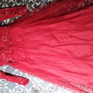 Red Sequence Anarkali Gown