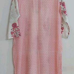 I.N.D.I.E Picks Pink Floral Straight Kurta