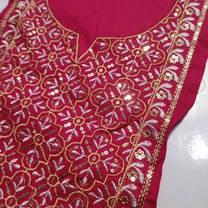 Neck Embroidery Patch Pink White N Golden