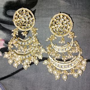 kundan with bids hanging partywear earings