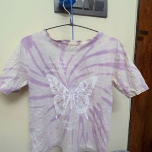 Lavender White Butterfly Tie Dye T Shirt 💜