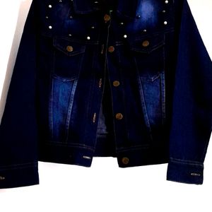 Navy Blue Denim Overcoat For Women