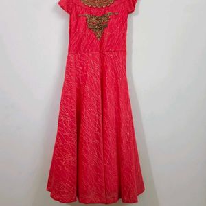 Party Wear Gown - Coral Pink