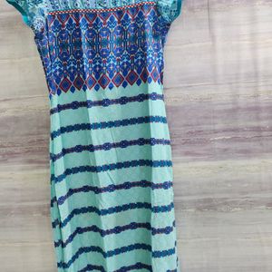 Blue Floral Printed Kurti