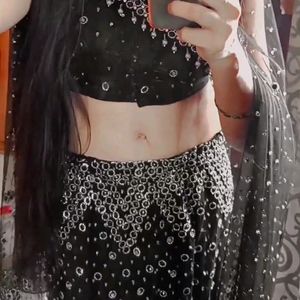 Black Fishcut Lehenga