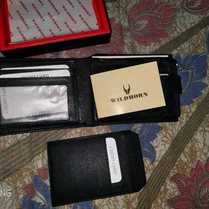 WILDHORN real top grain leather black wallet +belt