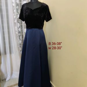 Big Flared Satin And Velvet Gown