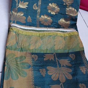 Beautiful Peacock 🦚 Green Saree With Lace