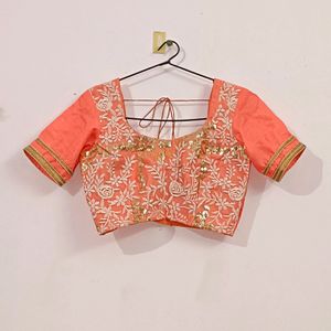 Lehenga Choli - Coral And Beige Colour