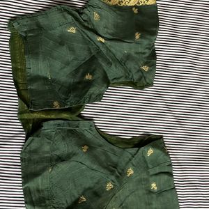 Olive Green Saree With Stiched Blouse