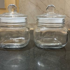 2 Air Tight Glass Jars