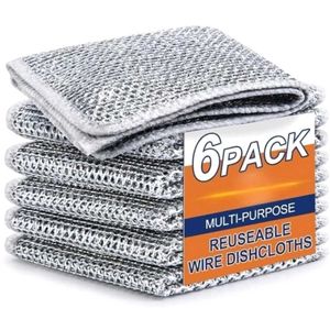 TOPPA STEEL WIRE DISH CLOTH 6 Pack Non-Scratch