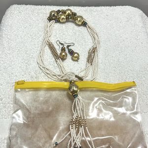 Long chain with earrings set