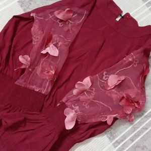 Maroon Balloon Style Top