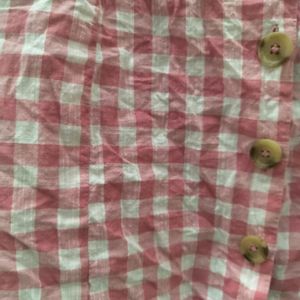 Pink And White Checked Short Top