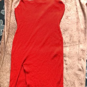 H&m Women Reddish Orange Midi Dress