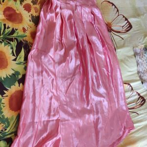 Baby Pink Satin Skirt