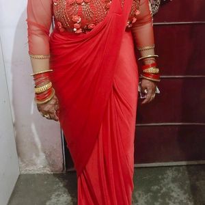 Karwachauth red color ready to wear saree for sell