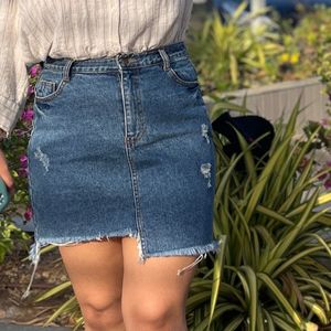 denim ruffle skirt