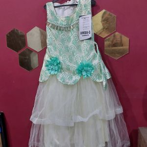 Frock Suit With Pajami NET Offwhite