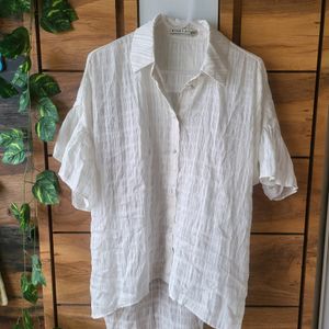 Off White Shirt With Bell Sleeves Pattern