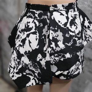 Black White Printed Short Cum Skirt