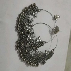 Silver Colour Oxidised Jhumkas For Party Occasions