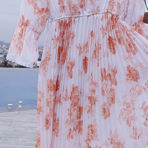 Floral Chiffon Midi Dress