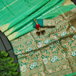 *Tussar silk saree with zari weaving work*
