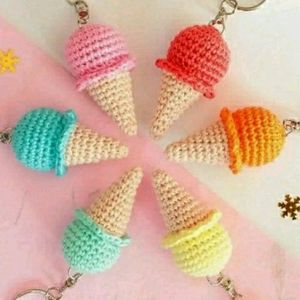 Crocheted Ice Cream Key Chain