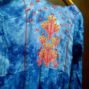 Blue Embroidery Kurti 🔷