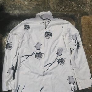 White Printed Shirt Sz M