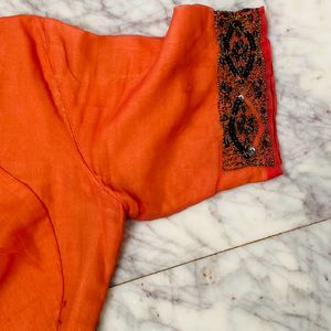 Coral Color Stitched Blouse